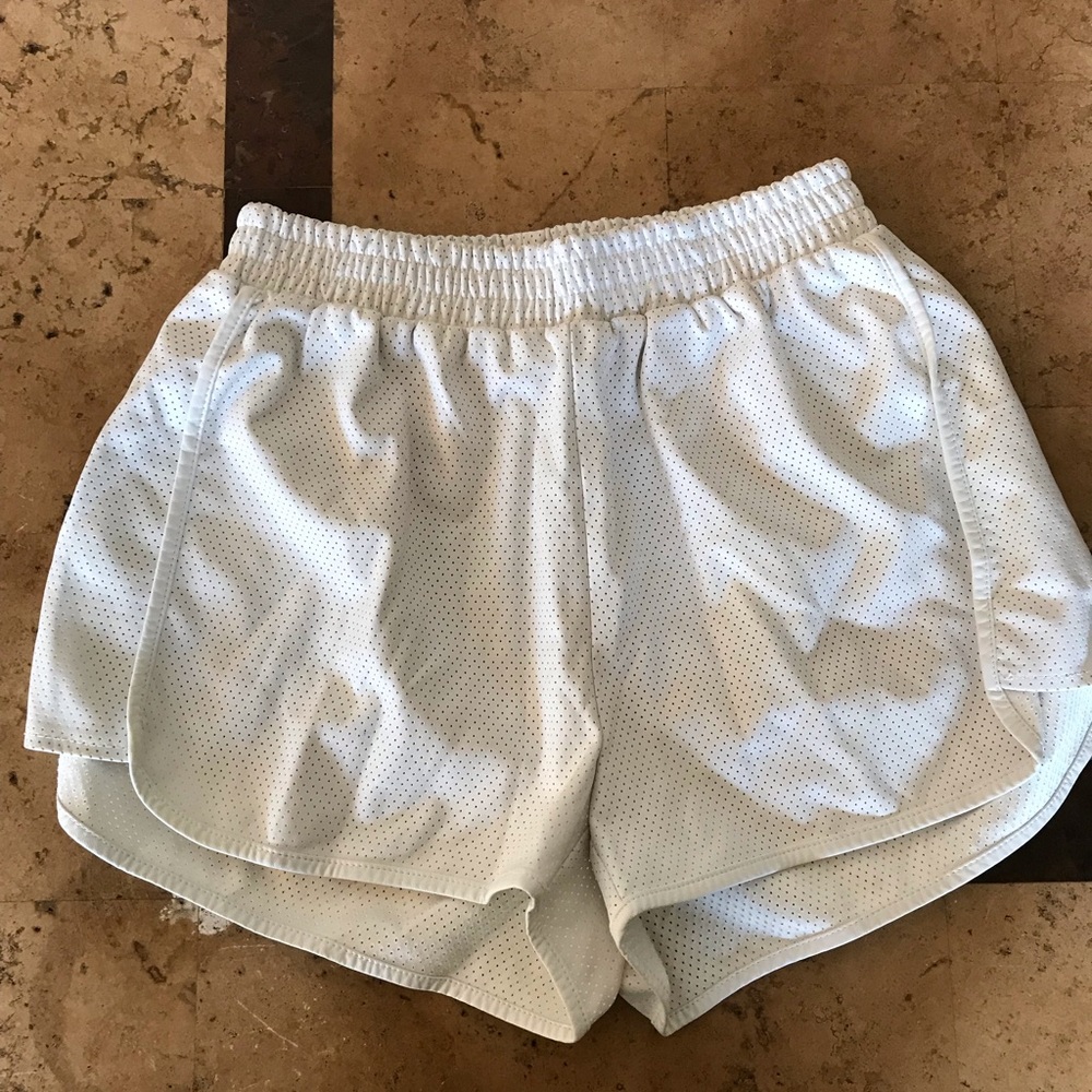 White leather like shorts